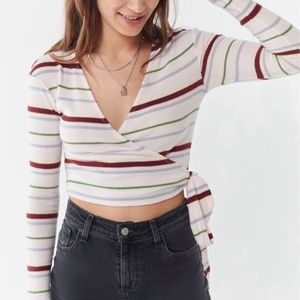 LAST CHANCE!! Urban Outfitters Paige Cropped Wrap Tie Top in Stripes